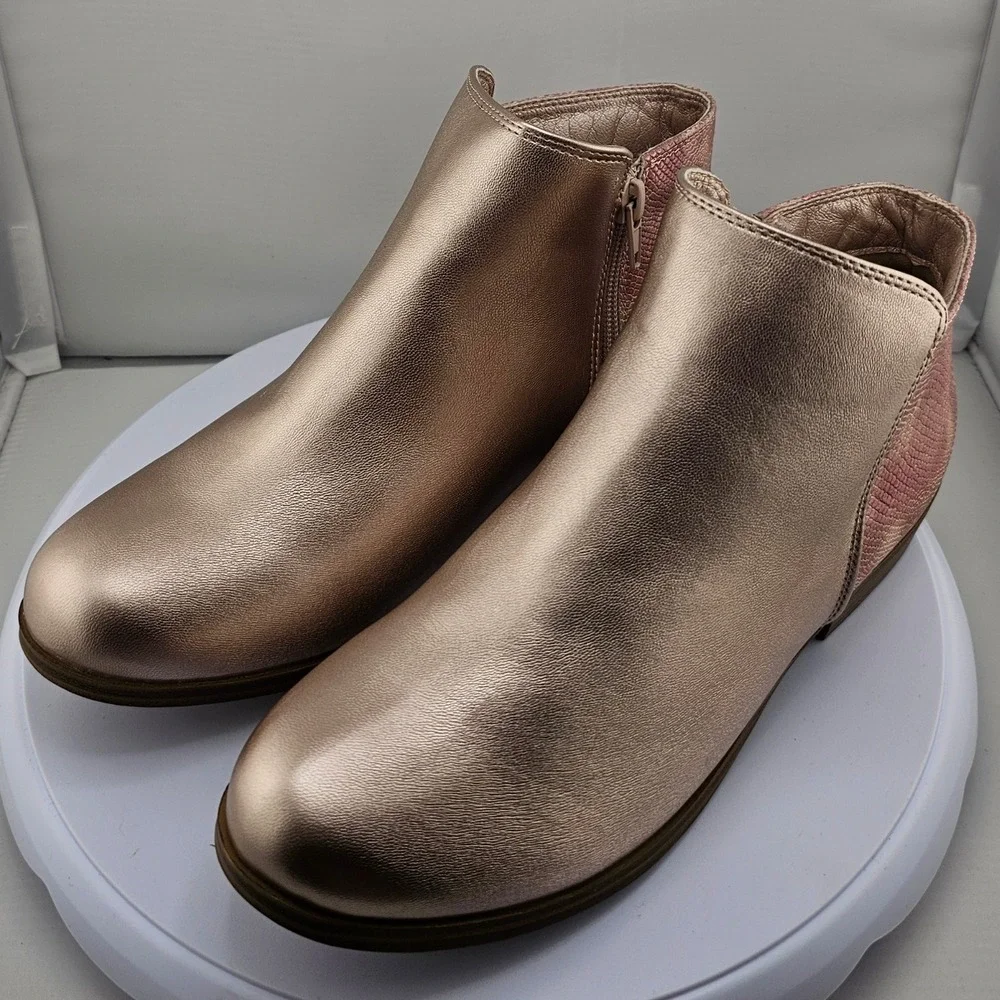 Mia‎ Girl's Ankle Boots Size 6M Rose Gold Snake Print Zipper Casual Shoes New